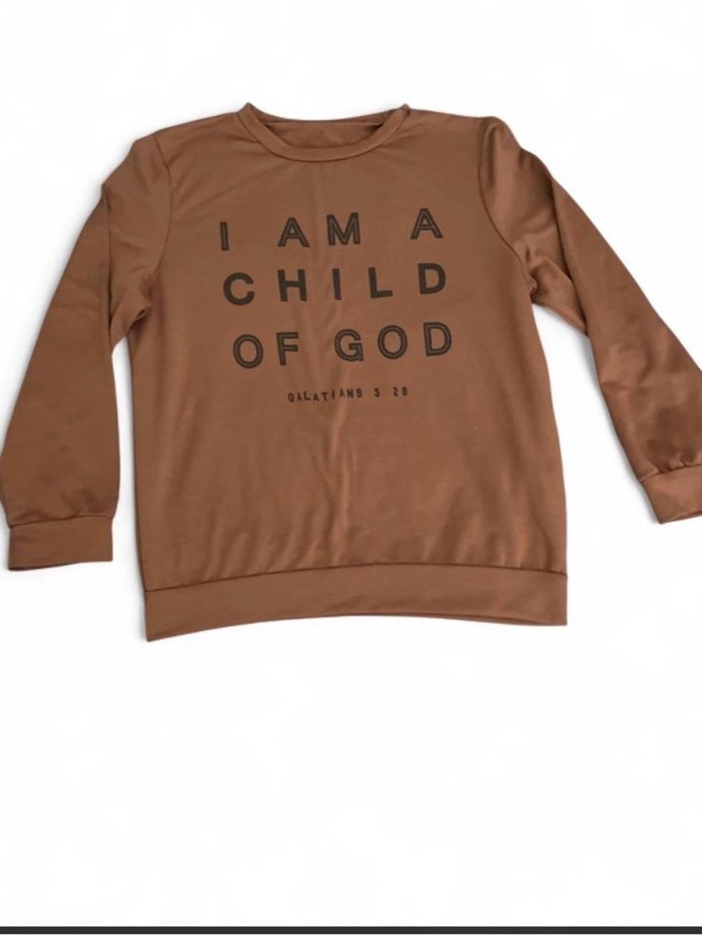 SHEIN Brown Kids Long Sleeve Graphic Tee - "I AM A CHILD OF GOD"